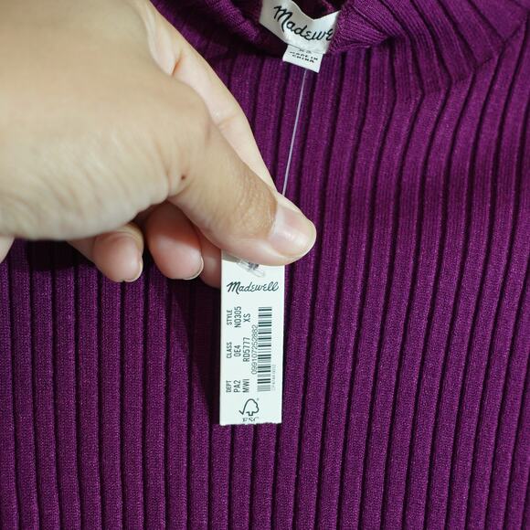 NWT Madewell Purple Stretchy Sleeveless Ribbed Mock Turtleneck Women's Size XS - Picture 4 of 7